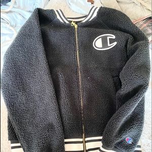 Black Champion Fluffy Zip Up
